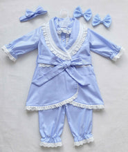 Load image into Gallery viewer, Blue Lux Cotton Pyjamas and Nightcoat