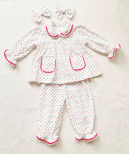 Load image into Gallery viewer, Girls Red, Navy and Blue Swiss Cotton Pyjamas and Nightcoat