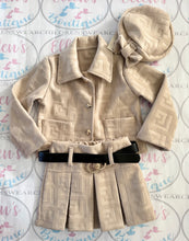 Load image into Gallery viewer, Cream 3 Piece Skirt, Jacket and Hat Set