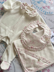 Baby GI Pink Frill Vintage Velvet Babygrow