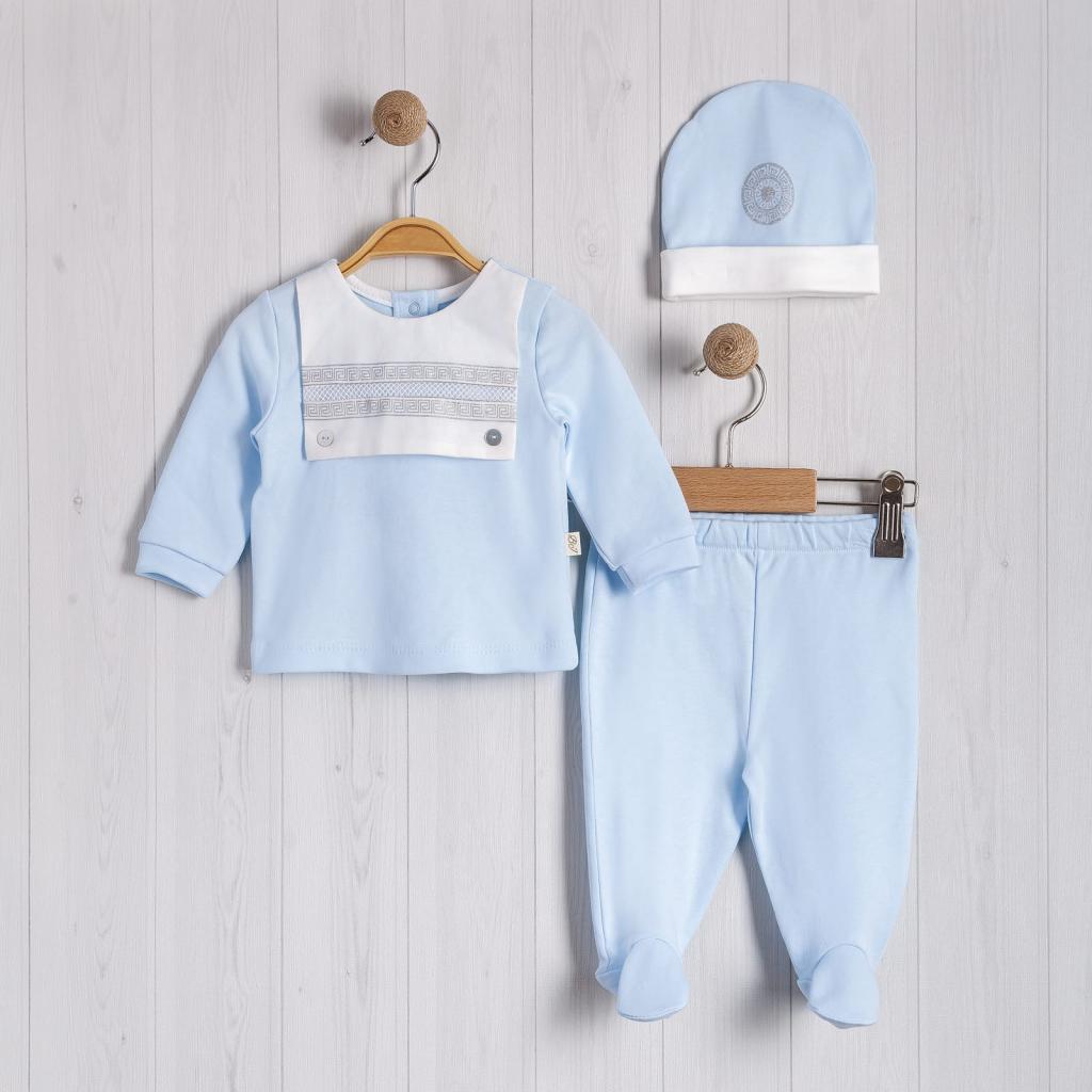 Blue and White Two Piece Set and Hat
