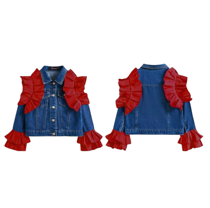 Red Frill Denim Jacket