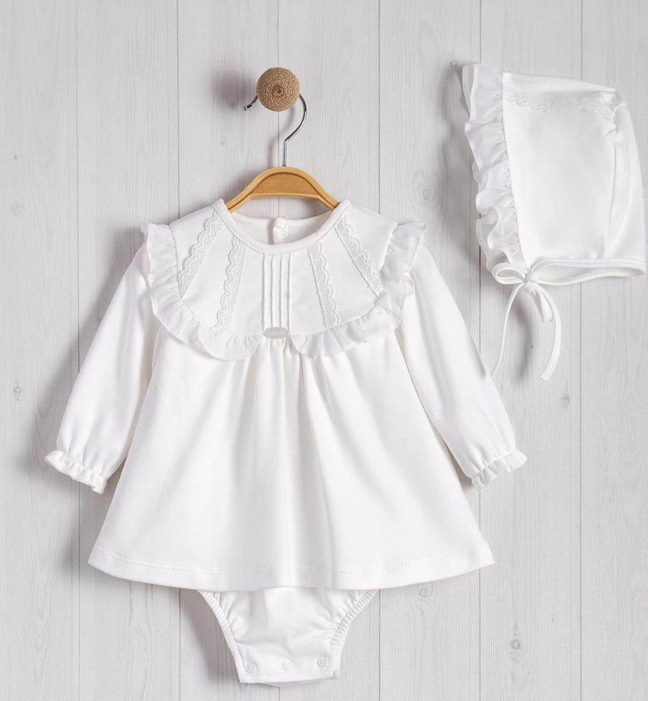 White Lace Dress and Bonnet