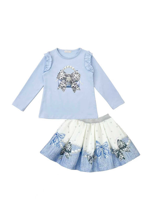 Blue Handbag and Bows Skirt Set