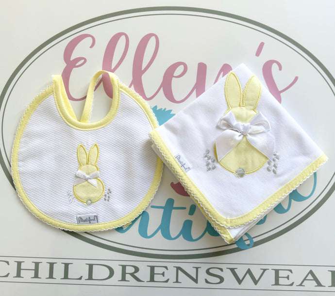 Lemon Bunny Bib and Cotton Muslin Set