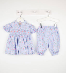 Indigo Floral Smocked Pyjamas