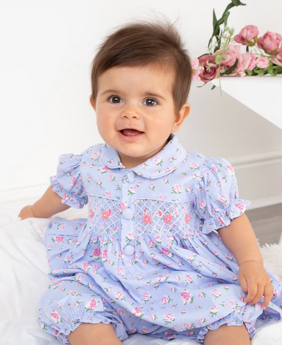 Indigo Floral Smocked Pyjamas