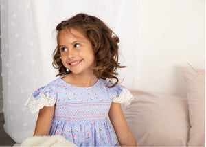 Floral Smocked Nightcoat and Nightgown Set