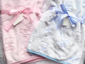 Teddy Bear Blanket - Pink/Blue